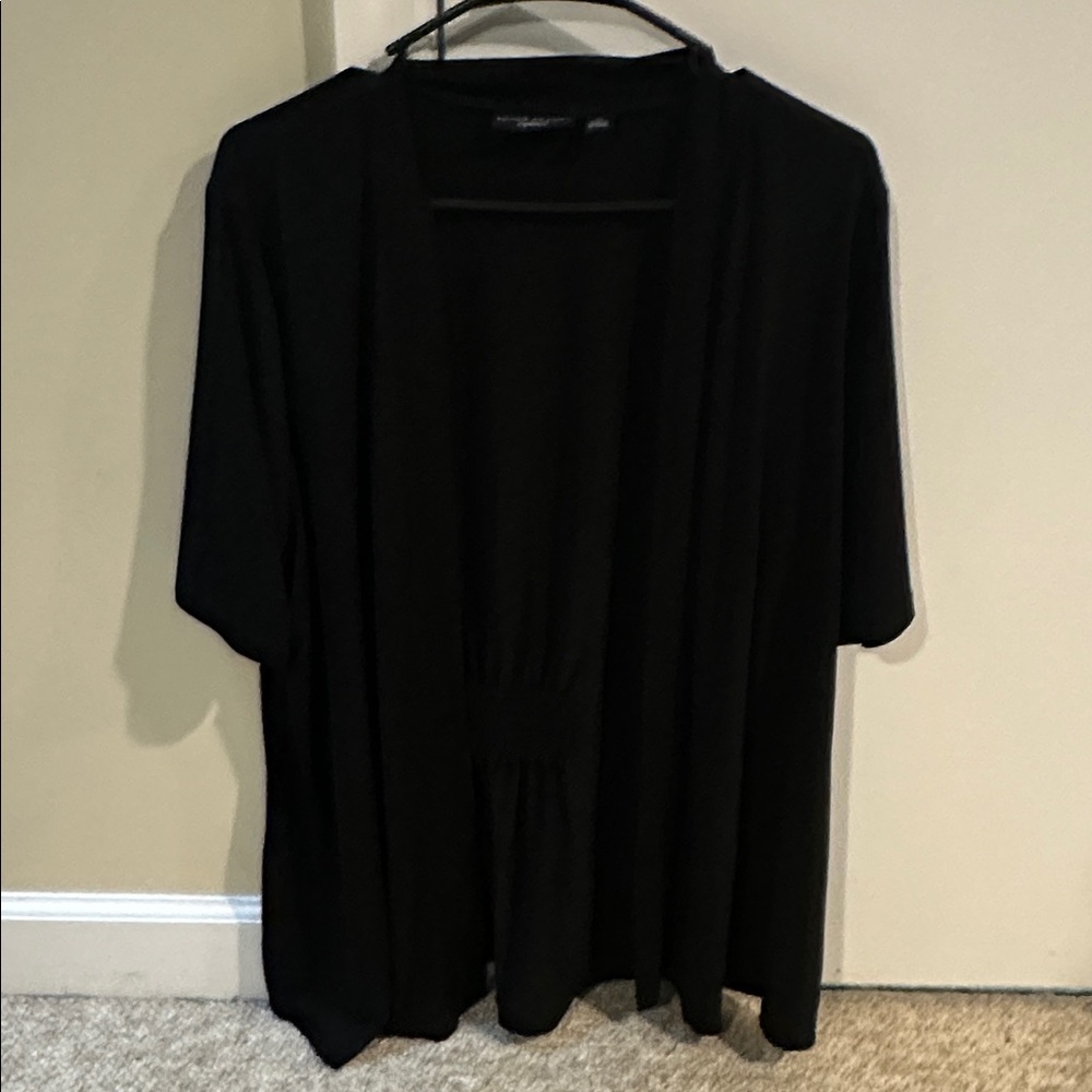 Susan Graver Black Open Front liquid knit jacket